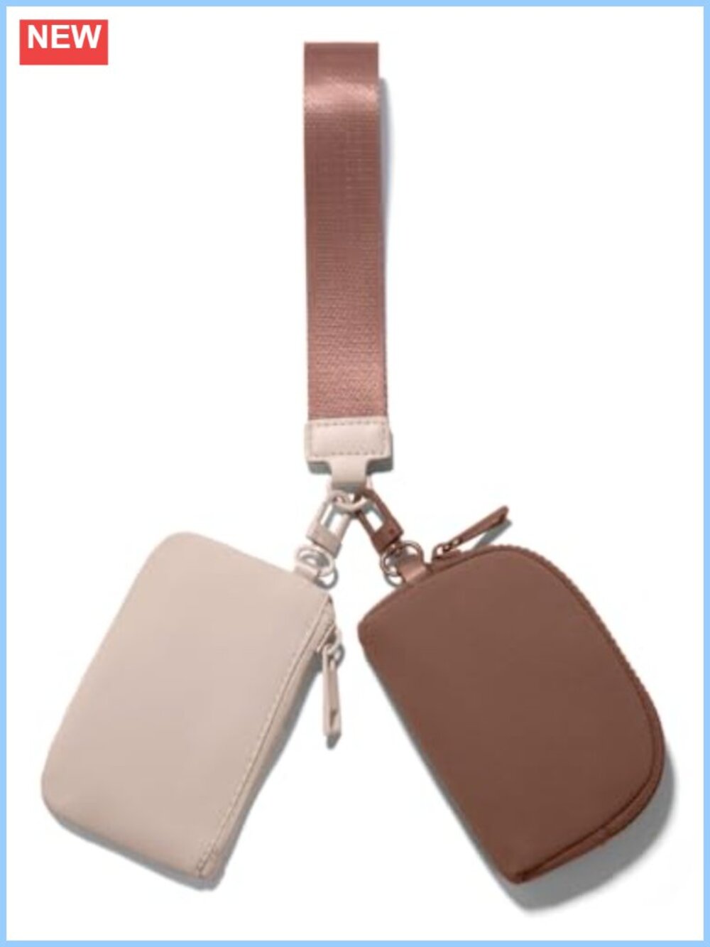 Nylon Mini Zip Around Wristlet Wallet Coin Purse Dual Pouch Keychain